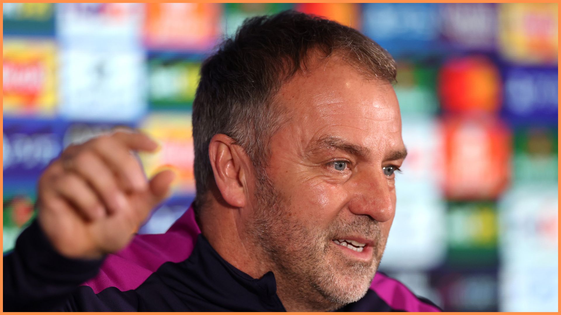NEWCASTLE UPON TYNE, ENGLAND - MARCH 09: Hansi Flick, Head Coach of FC Barcelona, speaks to the media during a press conference ahead of the UEFA Champions League 2025/26 Round of 16 First Leg match between Newcastle United and FC Barcelona at St James' Park on March 09, 2026 in Newcastle upon Tyne, England.