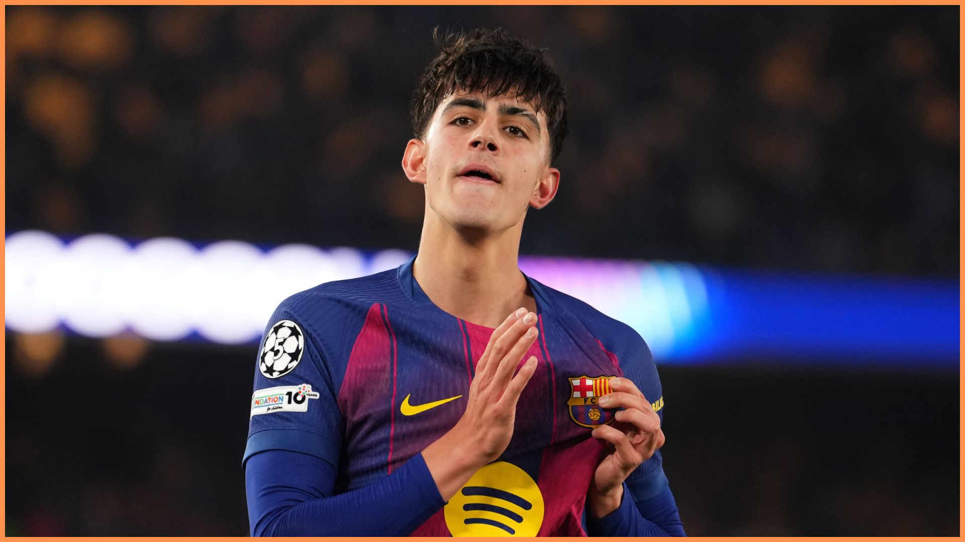 BARCELONA, SPAIN - MARCH 18: Marc Bernal of FC Barcelona celebrates scoring his team's second goal during the UEFA Champions League 2025/26 Round of 16 Second Leg match between FC Barcelona and Newcastle United FC at Camp Nou on March 18, 2026 in Barcelona, Spain.