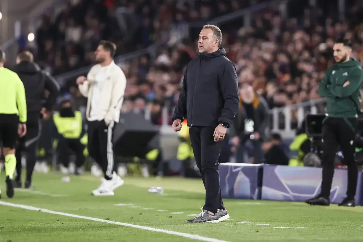 March 18, 2026, Barcelona, Barcelona, SPAIN: Hansi Flick, head coach of FC Barcelona, gestures during the UEFA Champions League 2025/26 Round of 16 Second Leg, football match played between FC Barcelona and Newcastle United at Spotify Camp Nou stadium on March 18, 2026 in Barcelona, Spain.