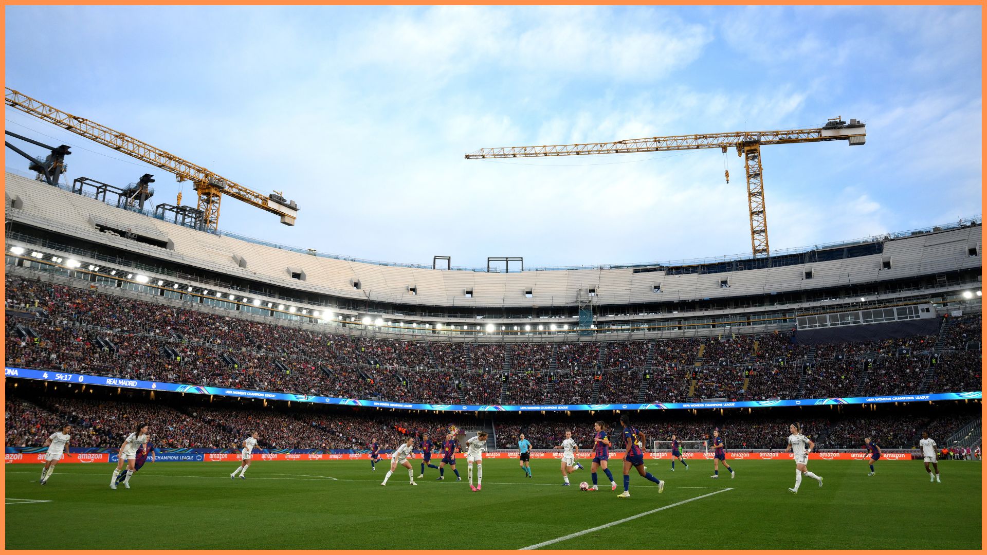 BARCELONA, SPAIN - APRIL 02: A general view of play during the UEFA Women's Champions League 2025/26 Quarter-finals Second Leg match between FC Barcelona and Real Madrid CF at Nou Camp on April 02, 2026 in Barcelona, Spain.