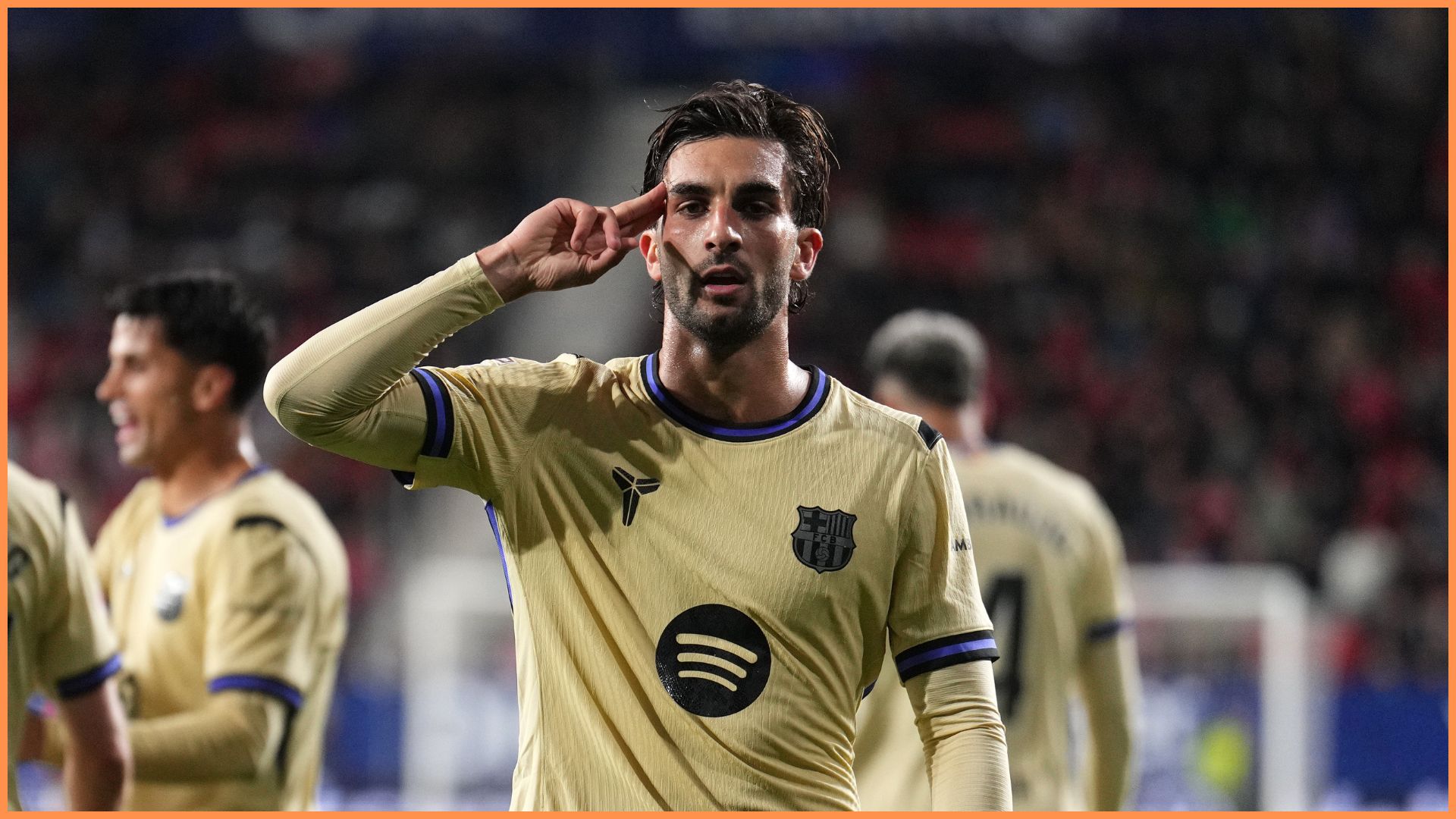 PAMPLONA, SPAIN - MAY 02: Ferran Torres of FC Barcelona celebrates scoring his team's second goal during the LaLiga EA Sports match between CA Osasuna and FC Barcelona at Estadio El Sadar on May 02, 2026 in Pamplona, Spain.