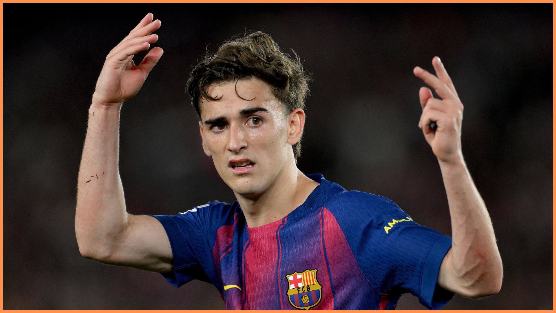 BARCELONA, SPAIN - MAY 10: Gavi of FC Barcelona reacts during the LaLiga EA Sports match between FC Barcelona and Real Madrid CF at Spotify Camp Nou on May 10, 2026 in Barcelona, Spain.